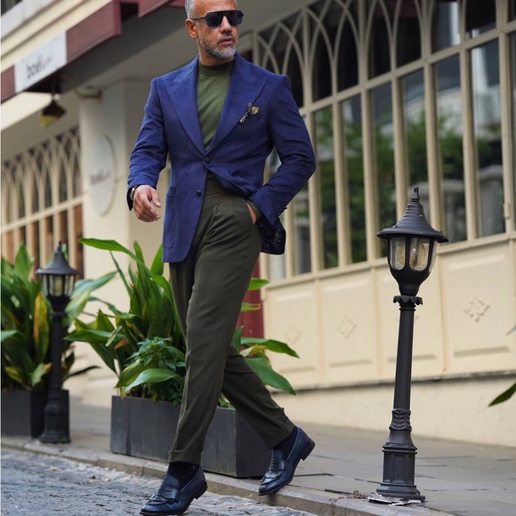 Mens Blue Suede Blazer - Picture 2 of 2